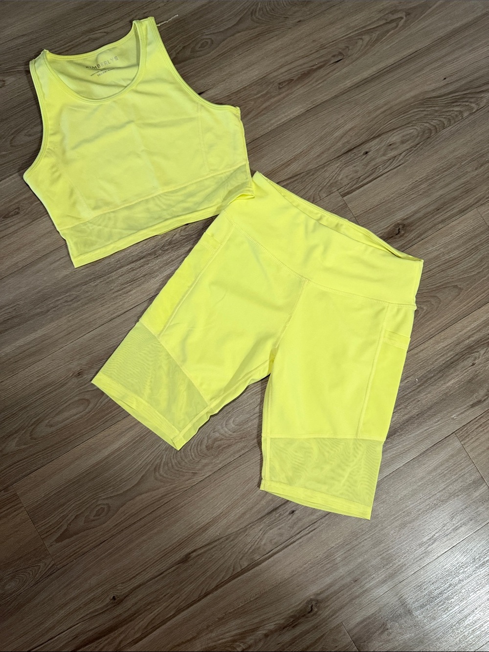 Neon Yellow Active Crop Tank & Bike Shorts Set